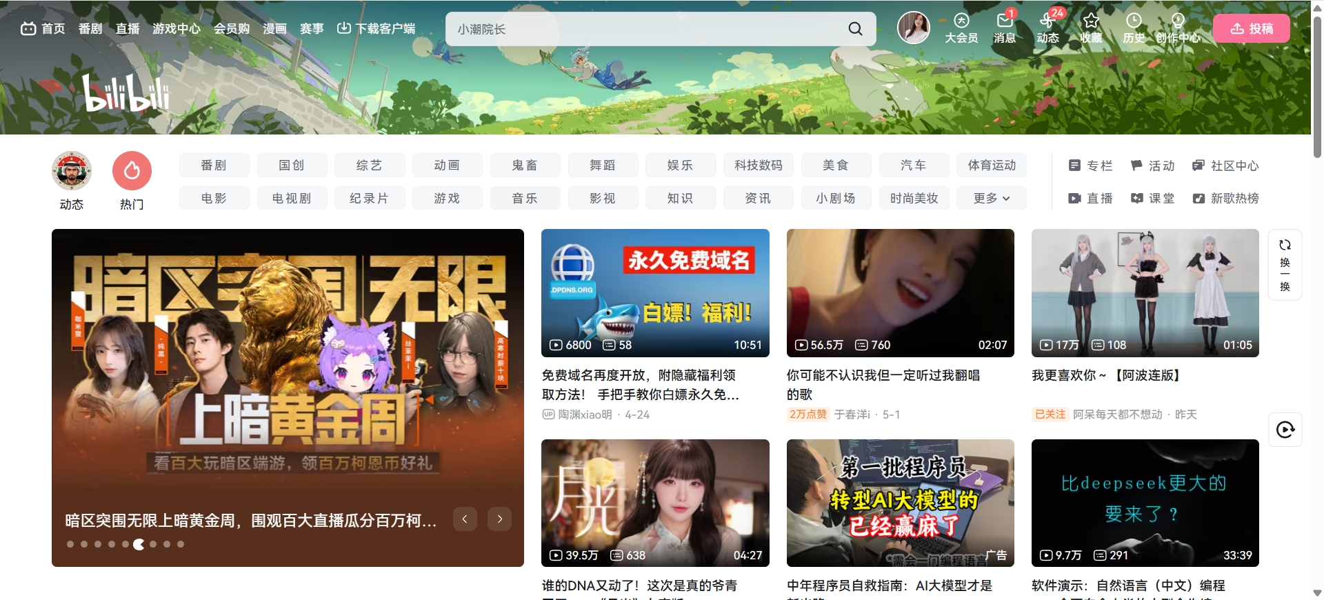 哔哩哔哩(国内知名的视频弹幕网站)